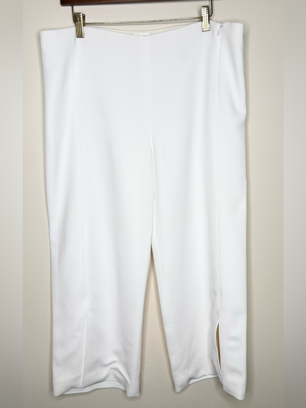 The Row Ivory Cropped Split Hem Trousers Pants Size 12 Silk Lined - Picture 7 of 13